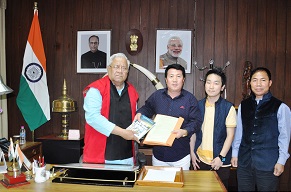 The Governor of Arunachal Pradesh Shri. P B  Acharya  with Shri Kipa Niya Chairman- APHPM & PB at Raj Bhavan on 29th April2017.